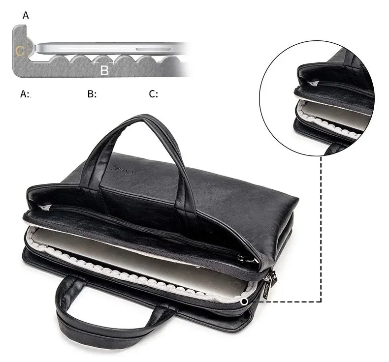 For Macbook Notebook Mens 13,14,15,15.6 Inch Messenger Shockproof Leather Case Hand & Laptop Bag
