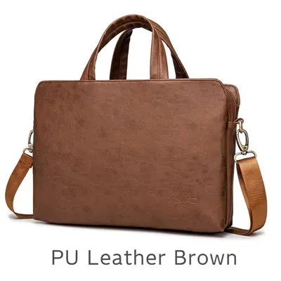 For Macbook Notebook Mens 13,14,15,15.6 Inch Messenger Shockproof Leather Case Hand & Laptop Bag