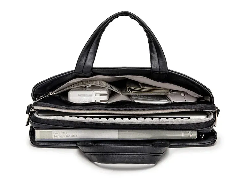 For Macbook Notebook Mens 13,14,15,15.6 Inch Messenger Shockproof Leather Case Hand & Laptop Bag