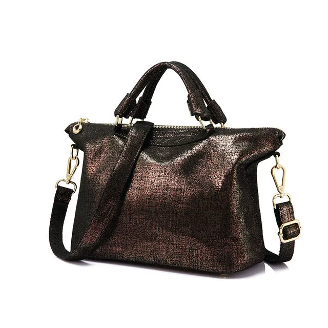 Genuine Leather Tote Bag-Black,Gold,Green,Pink,Red