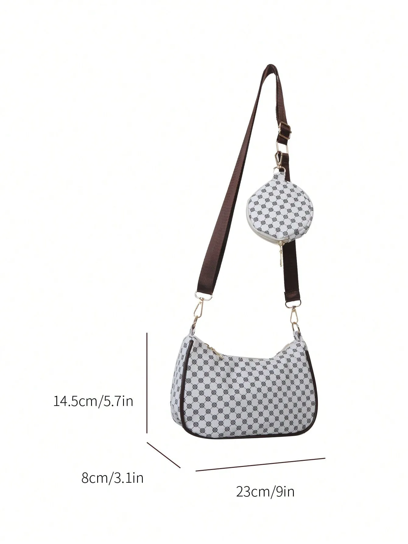 Geometric Print Hobo Bag With Coin Purse - Multicolor