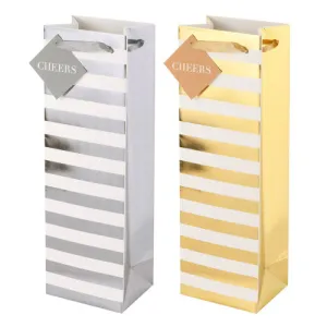 GIFT BOTTLE BAG - TF - GOLD STRIPE BOTTLE BAG