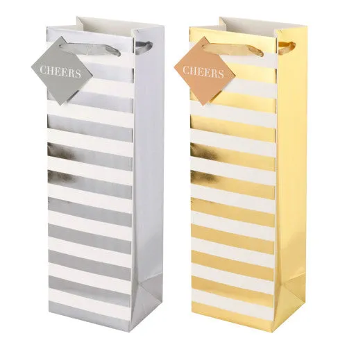 GIFT BOTTLE BAG - TF - GOLD STRIPE BOTTLE BAG