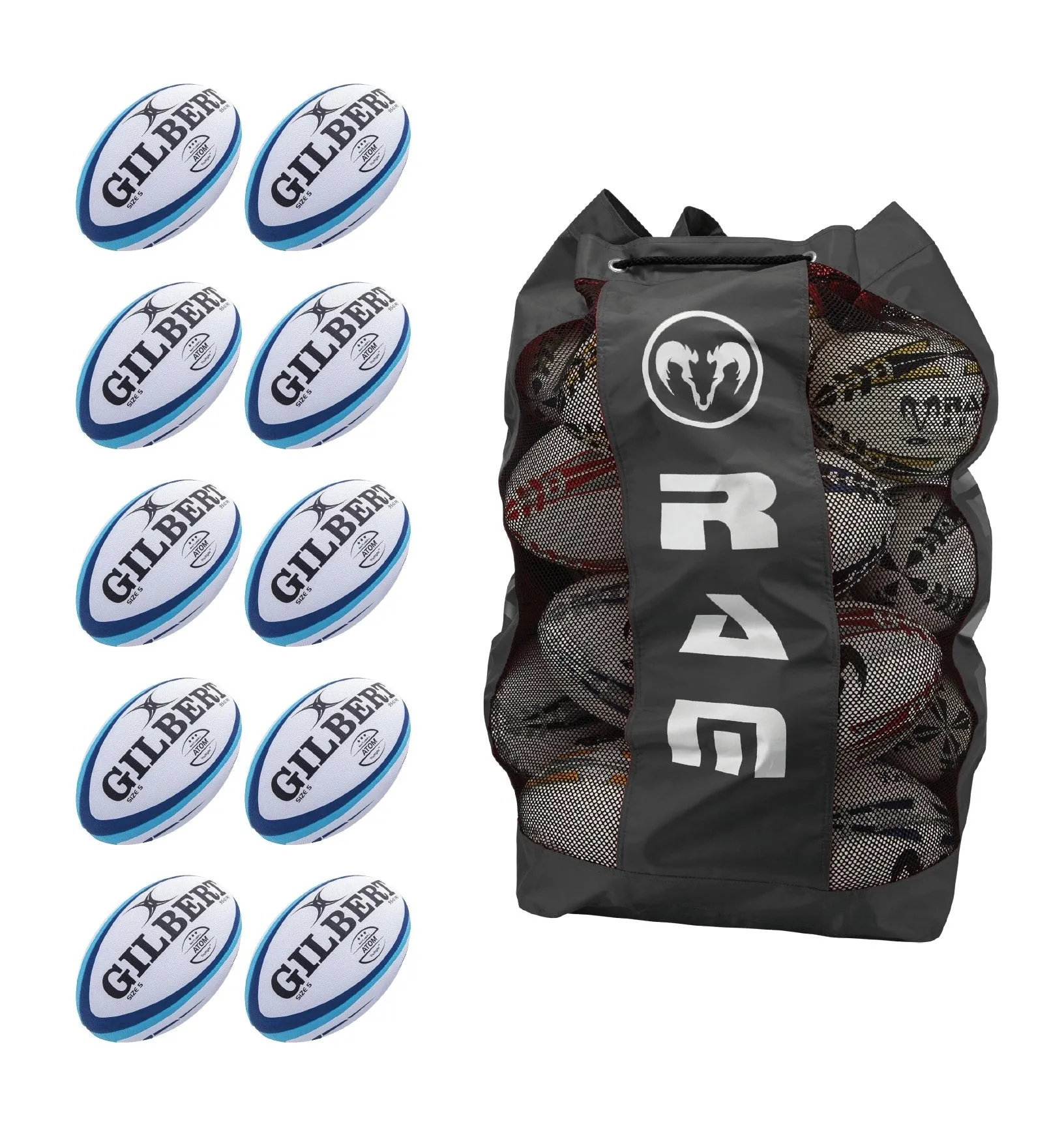 Gilbert Atom Match Ball Bundle - 10 x balls and bag