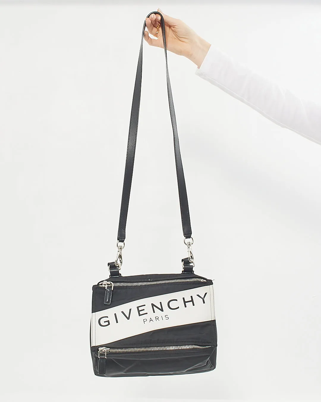 Givenchy Black/White Nylon Logo Pandora Crossbody Bag