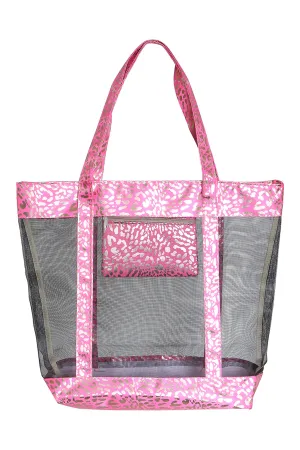 GLITTER LEOPARD TRANSPARENT TOTE BAG