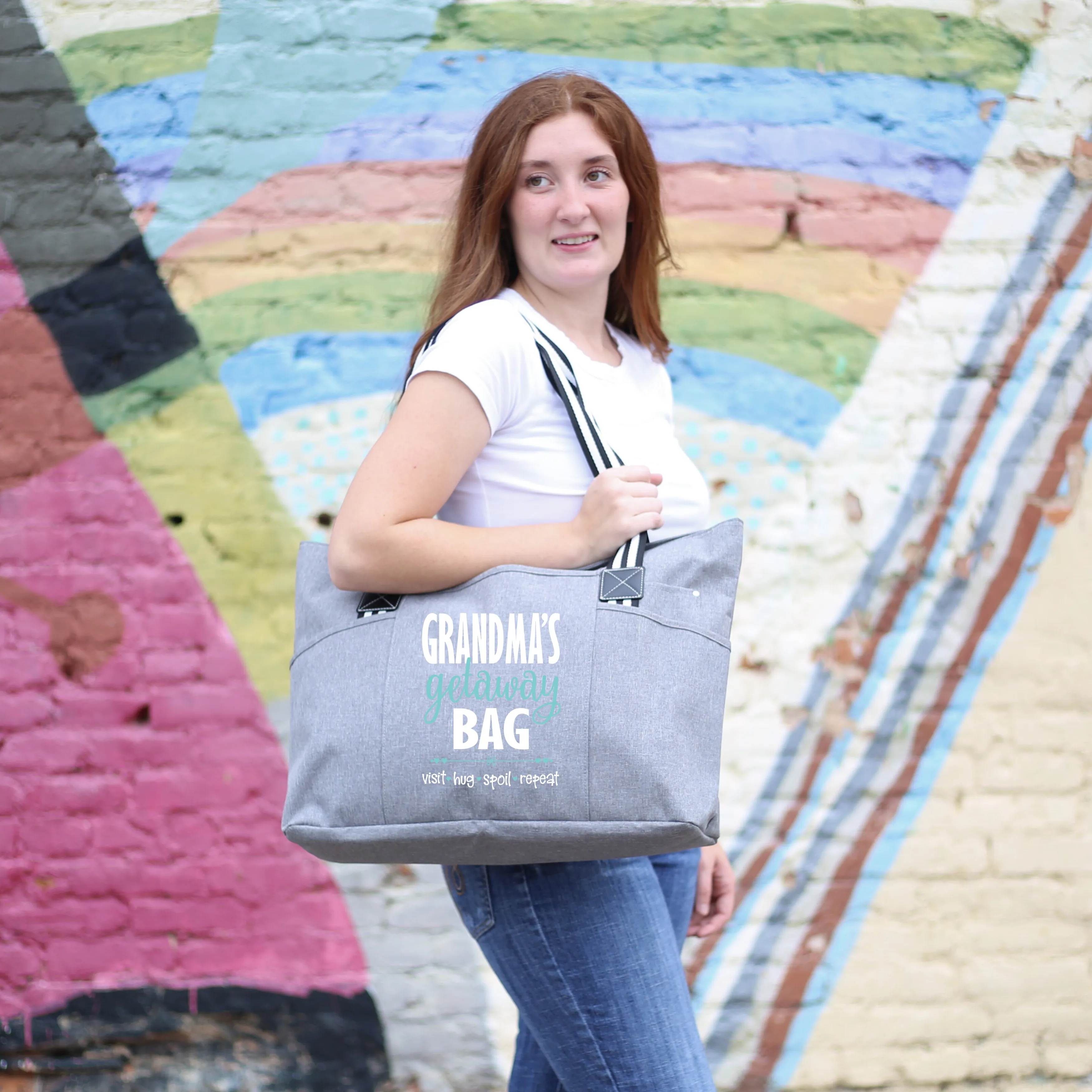 Grandma's Getaway Tessa Gray Tote Bag for Grandmothers