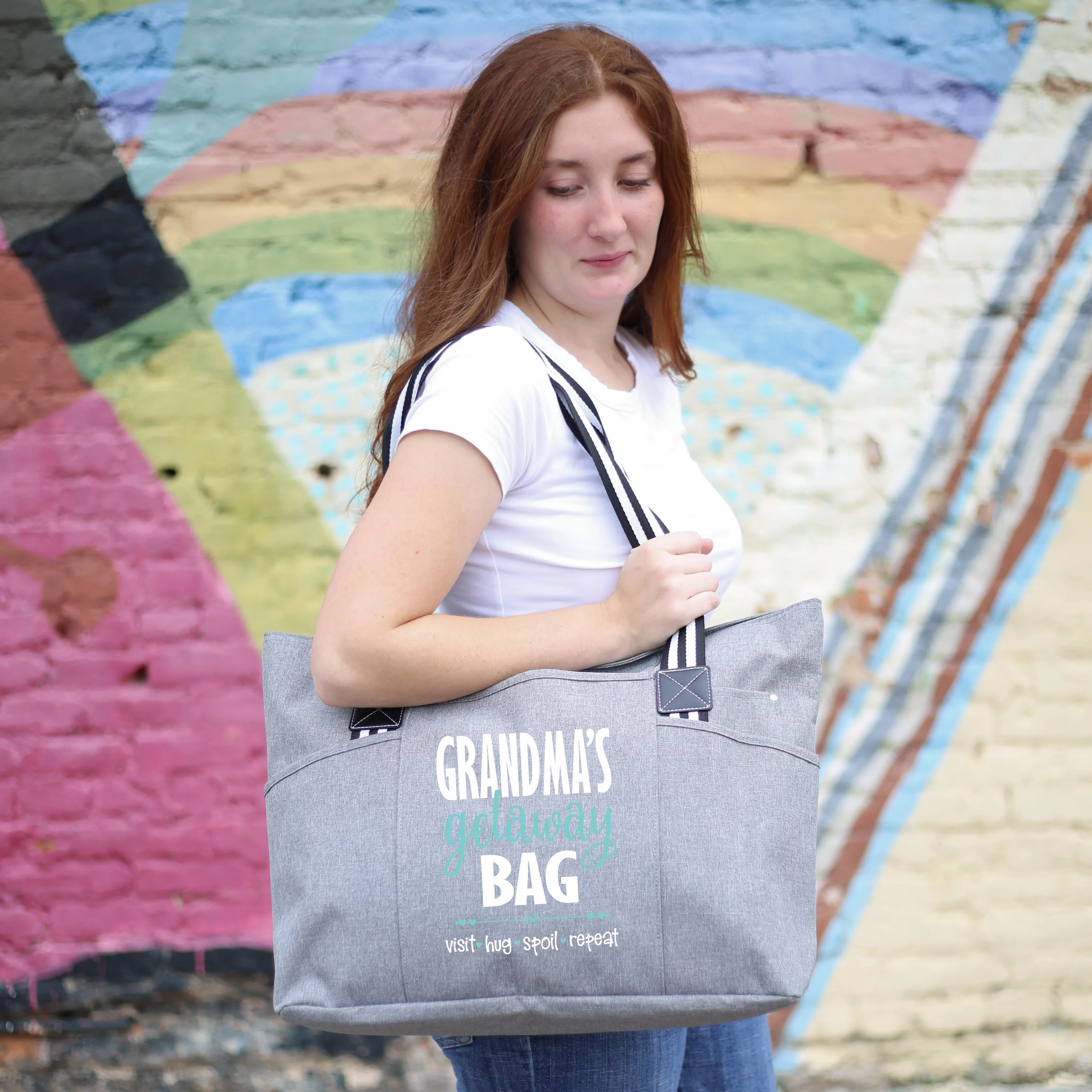 Grandma's Getaway Tessa Gray Tote Bag for Grandmothers