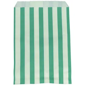 Green & White Candy Striped Paper Bags 7" x 9" Case of 1000