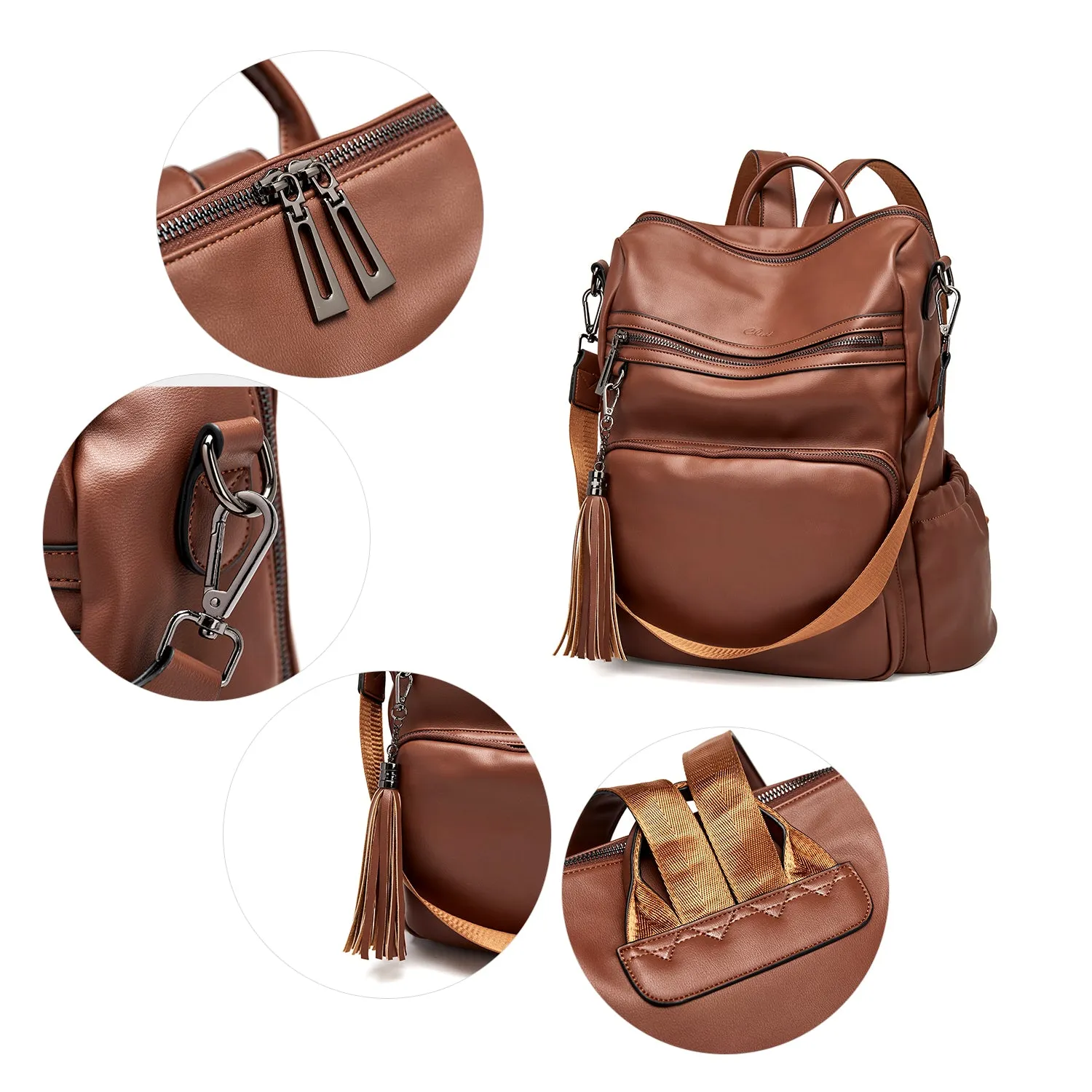 Greene Luxury Vintage Women's Leather Backpack Purse For Commuting
