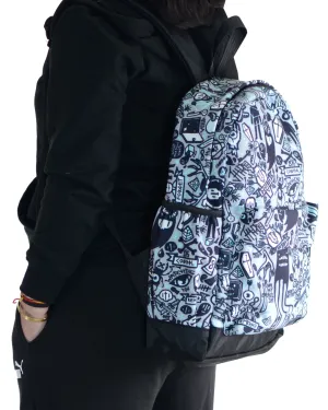 Grey Doodle Canvas Backpack