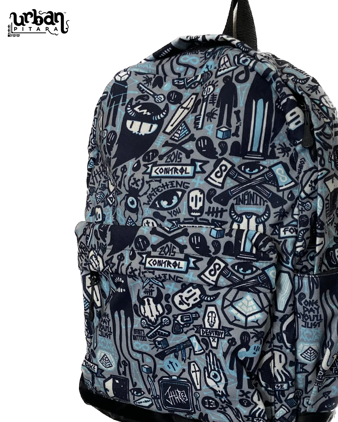 Grey Doodle Canvas Backpack