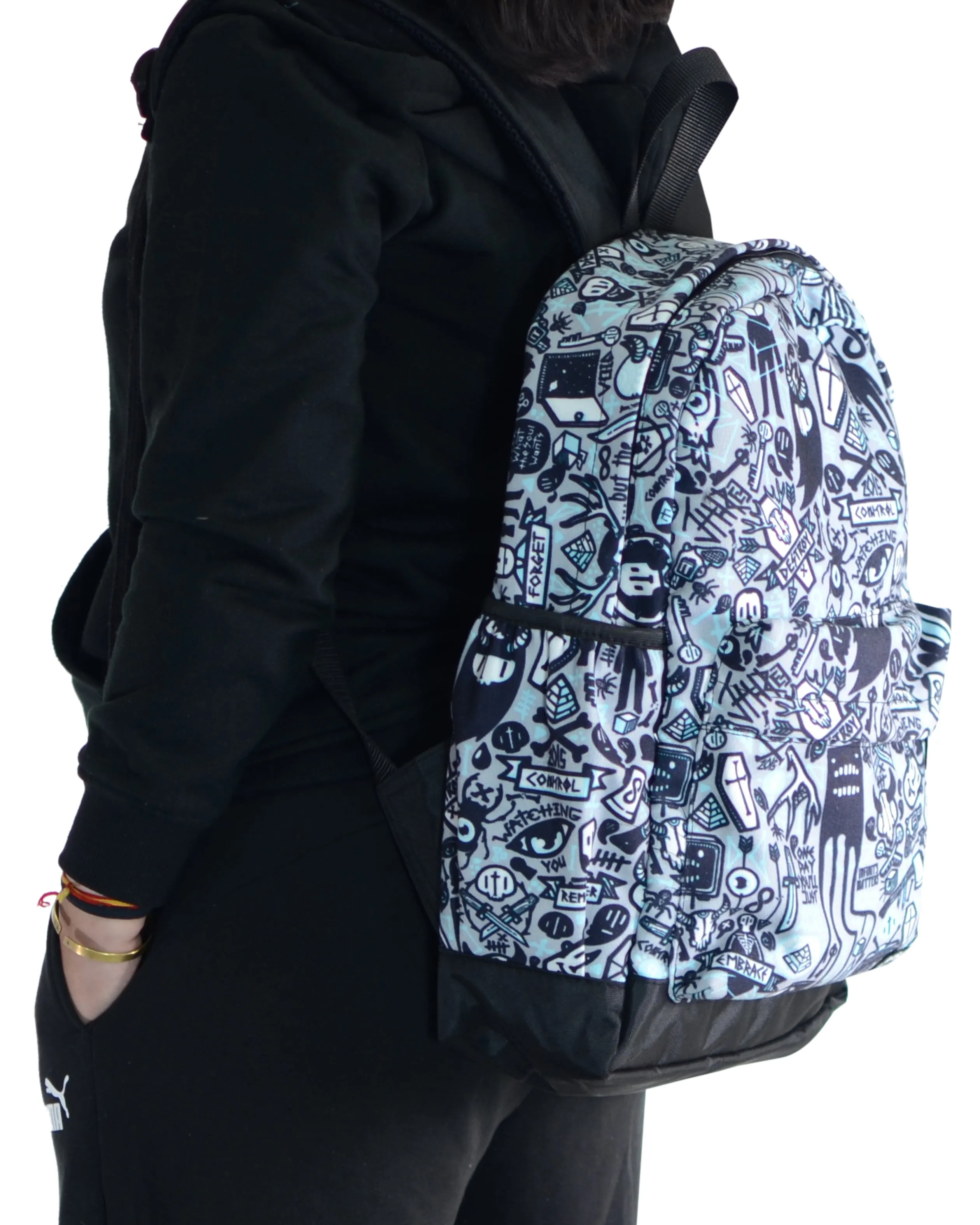 Grey Doodle Canvas Backpack