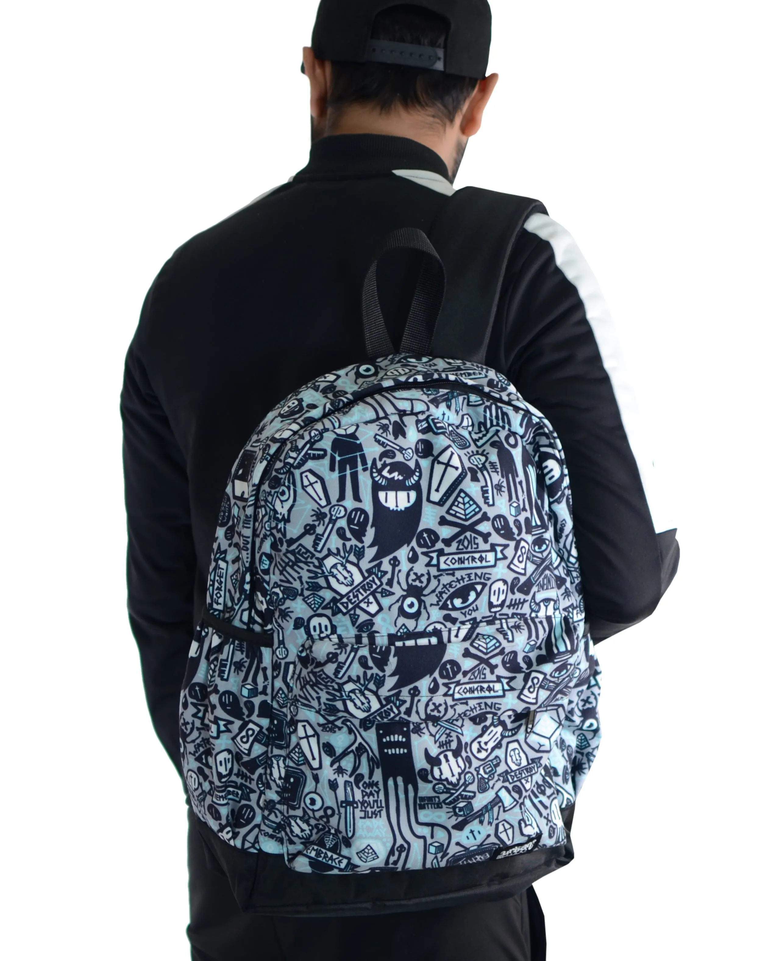 Grey Doodle Canvas Backpack