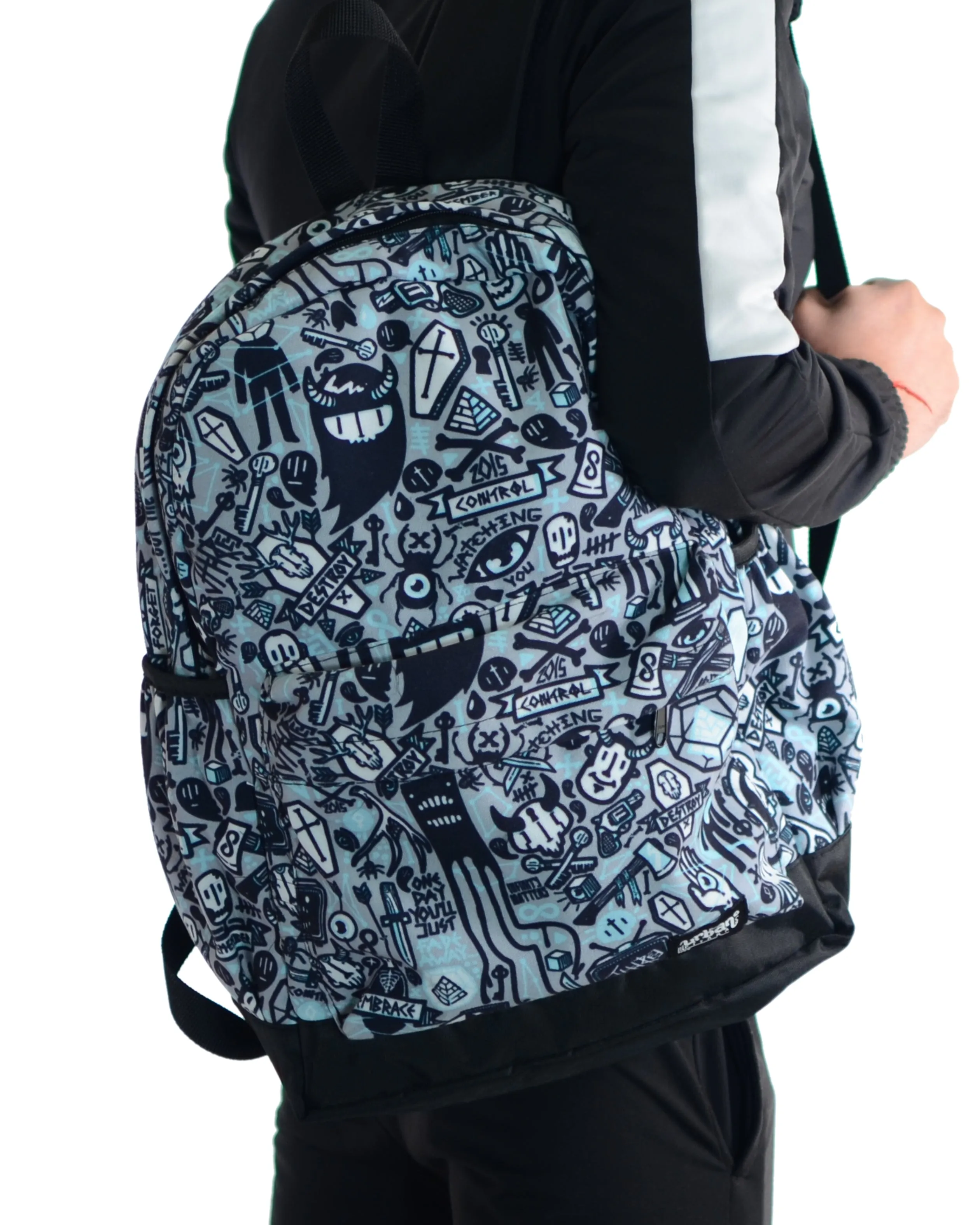 Grey Doodle Canvas Backpack