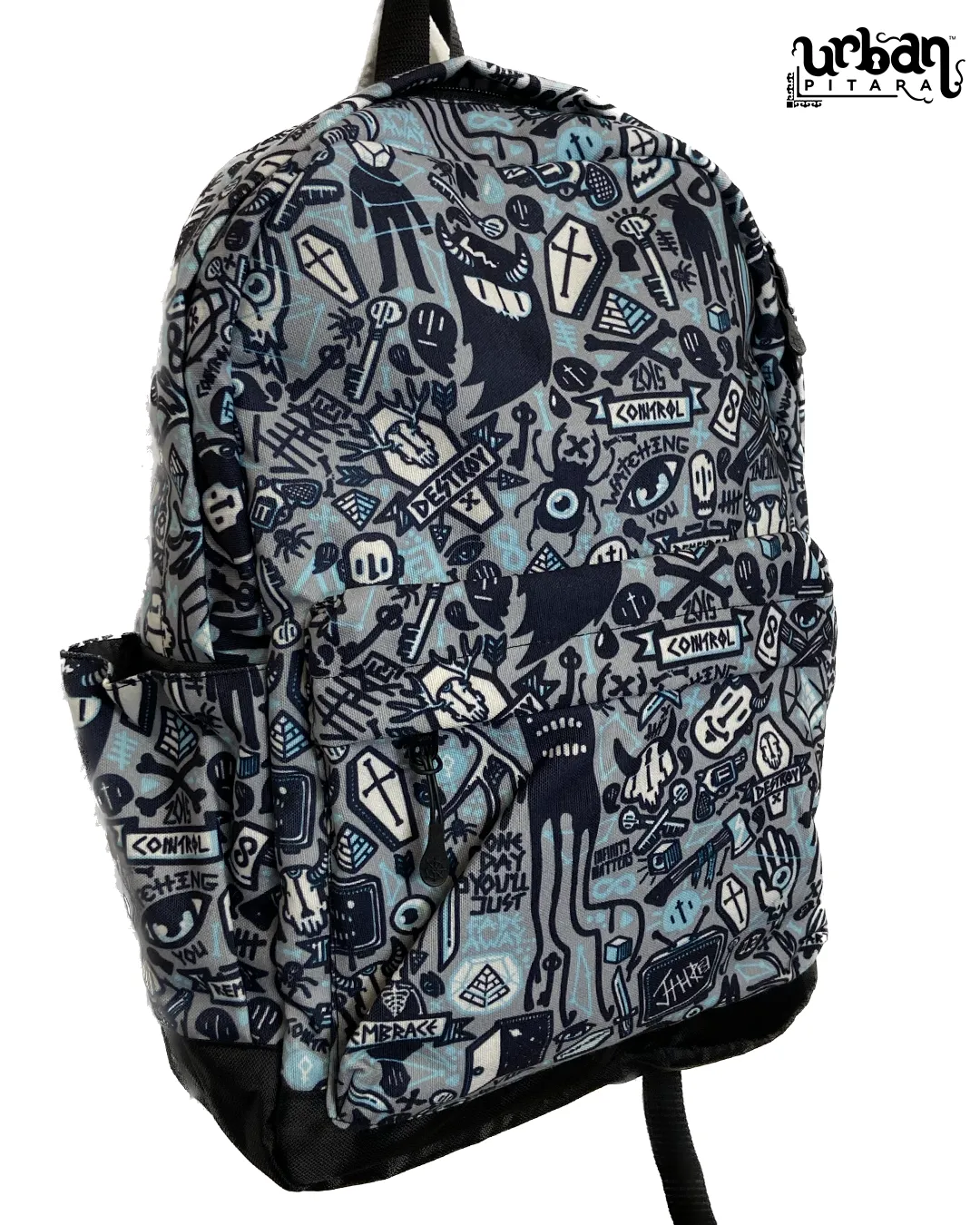 Grey Doodle Canvas Backpack
