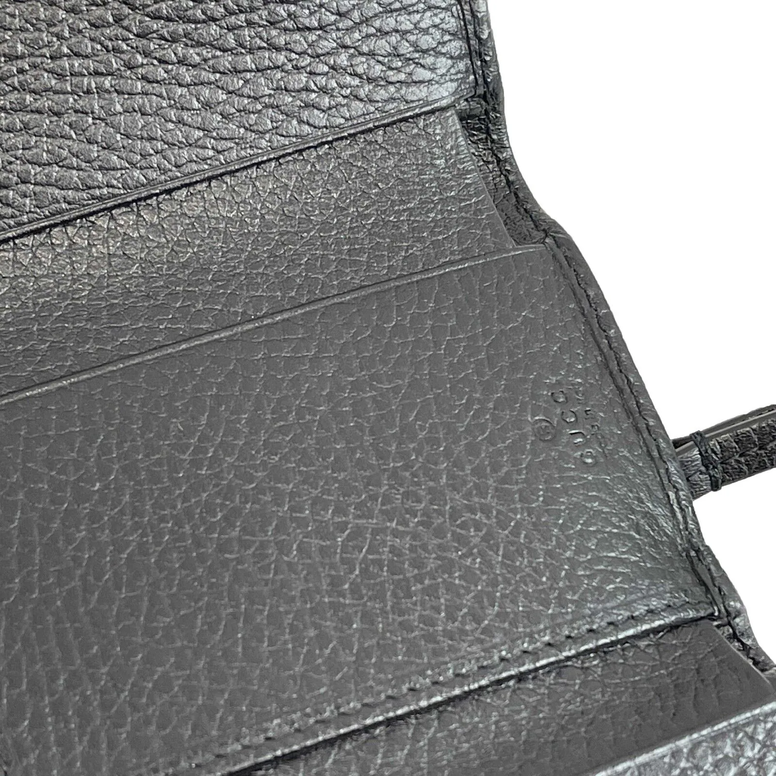 Gucci Black Leather GG Marmont Compact Folded Wallet Accessories