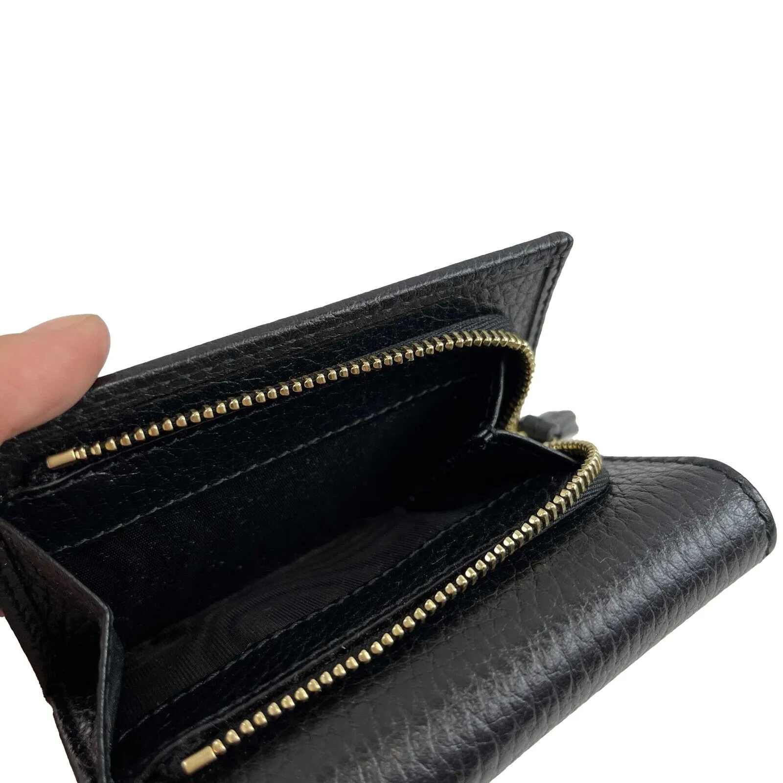Gucci Black Leather GG Marmont Compact Folded Wallet Accessories