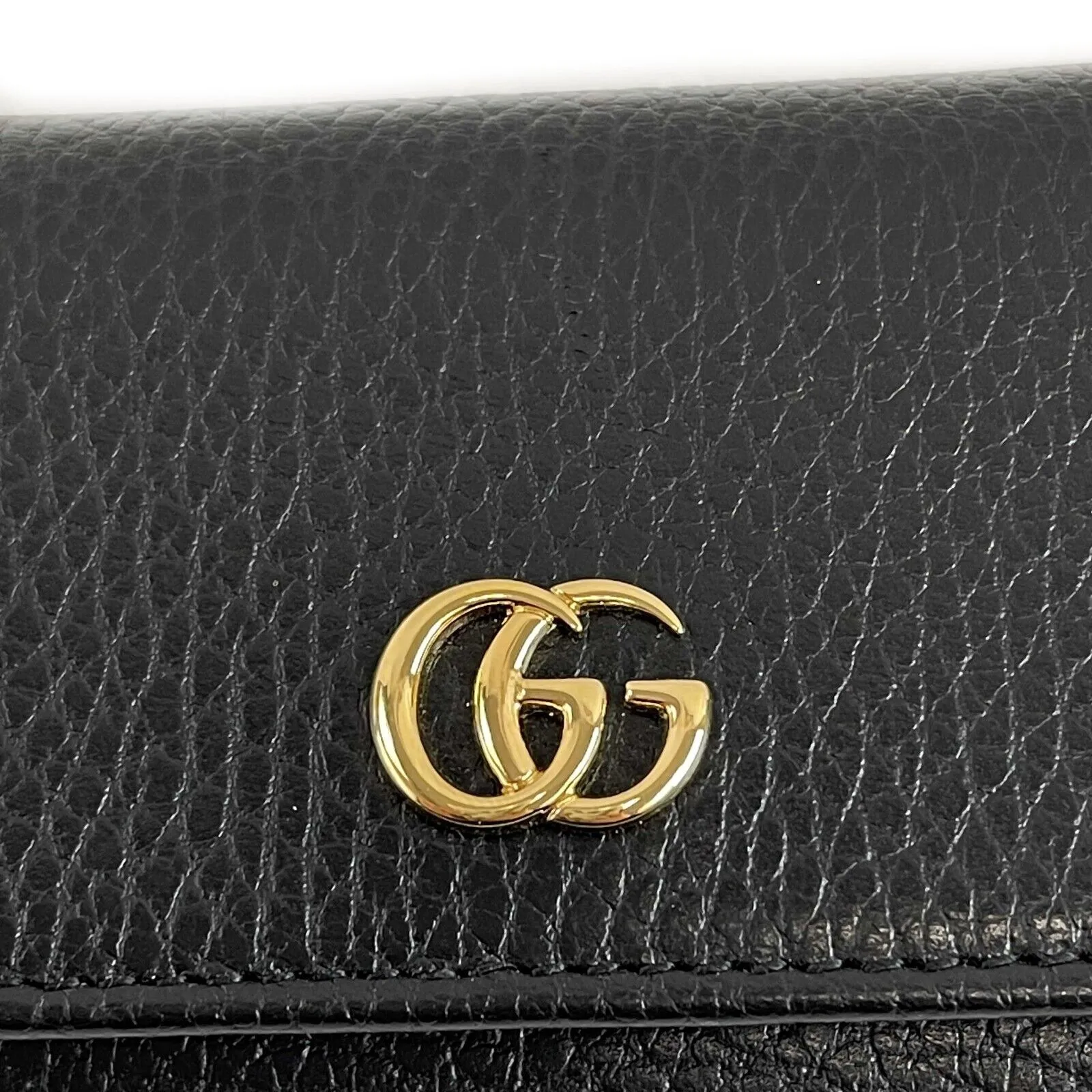 Gucci Black Leather GG Marmont Compact Folded Wallet Accessories