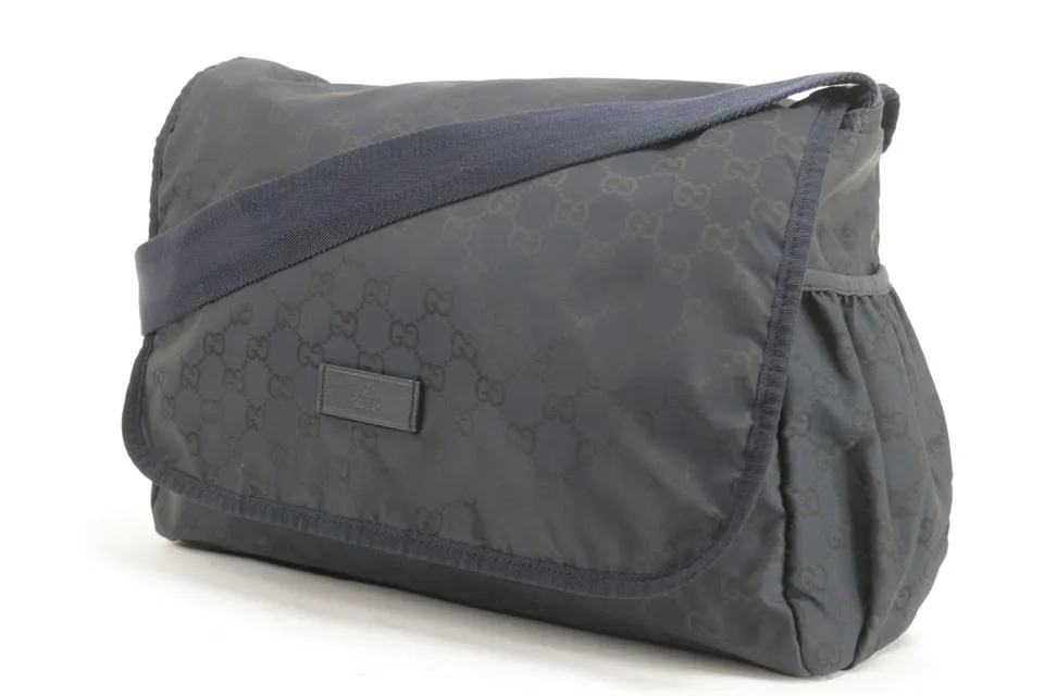 Gucci Diaper Messenger Black GG Nylon Crossbody 3GK0123