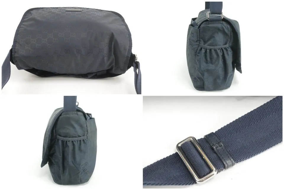 Gucci Diaper Messenger Black GG Nylon Crossbody 3GK0123
