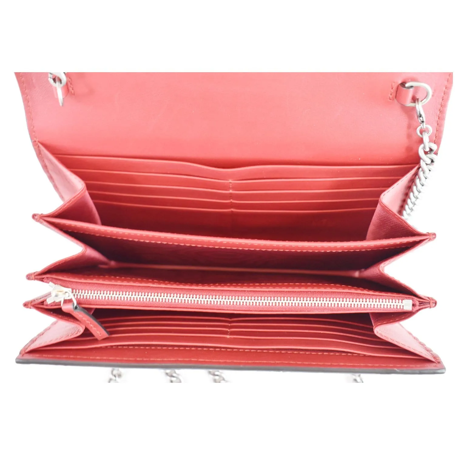 GUCCI Dionysus Mini Python Leather Crossbody Chain Wallet Red 401231