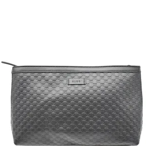 GUCCI Flat Microguccissima Leather Wallet Crossbody Black 607723
