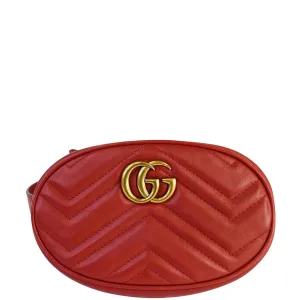 GUCCI GG Marmont Matelasse Leather Belt Bag 476434 Red - Final Sale