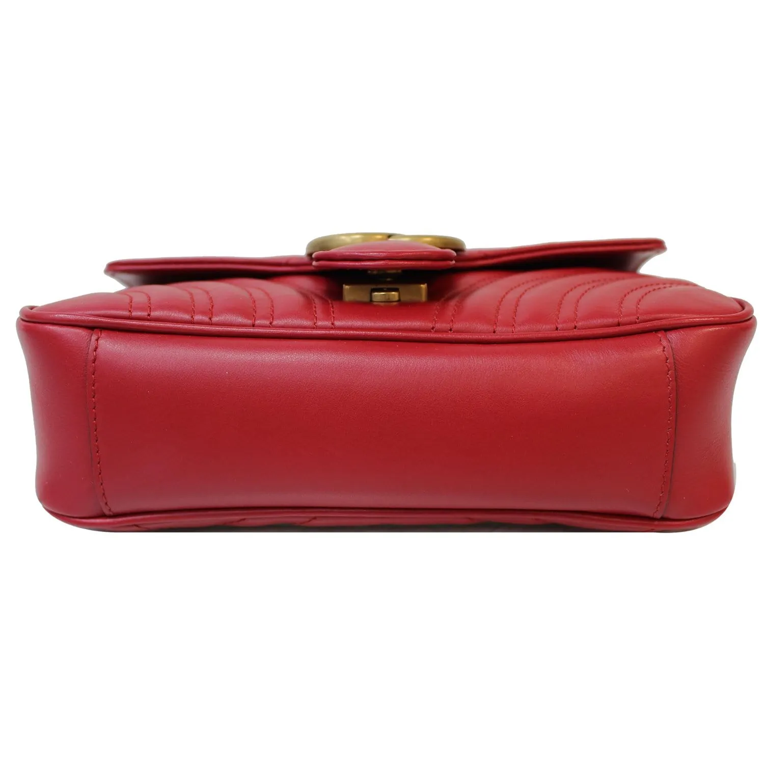 GUCCI GG Marmont Mini Leather Shoulder Crossbody Bag Red 446744