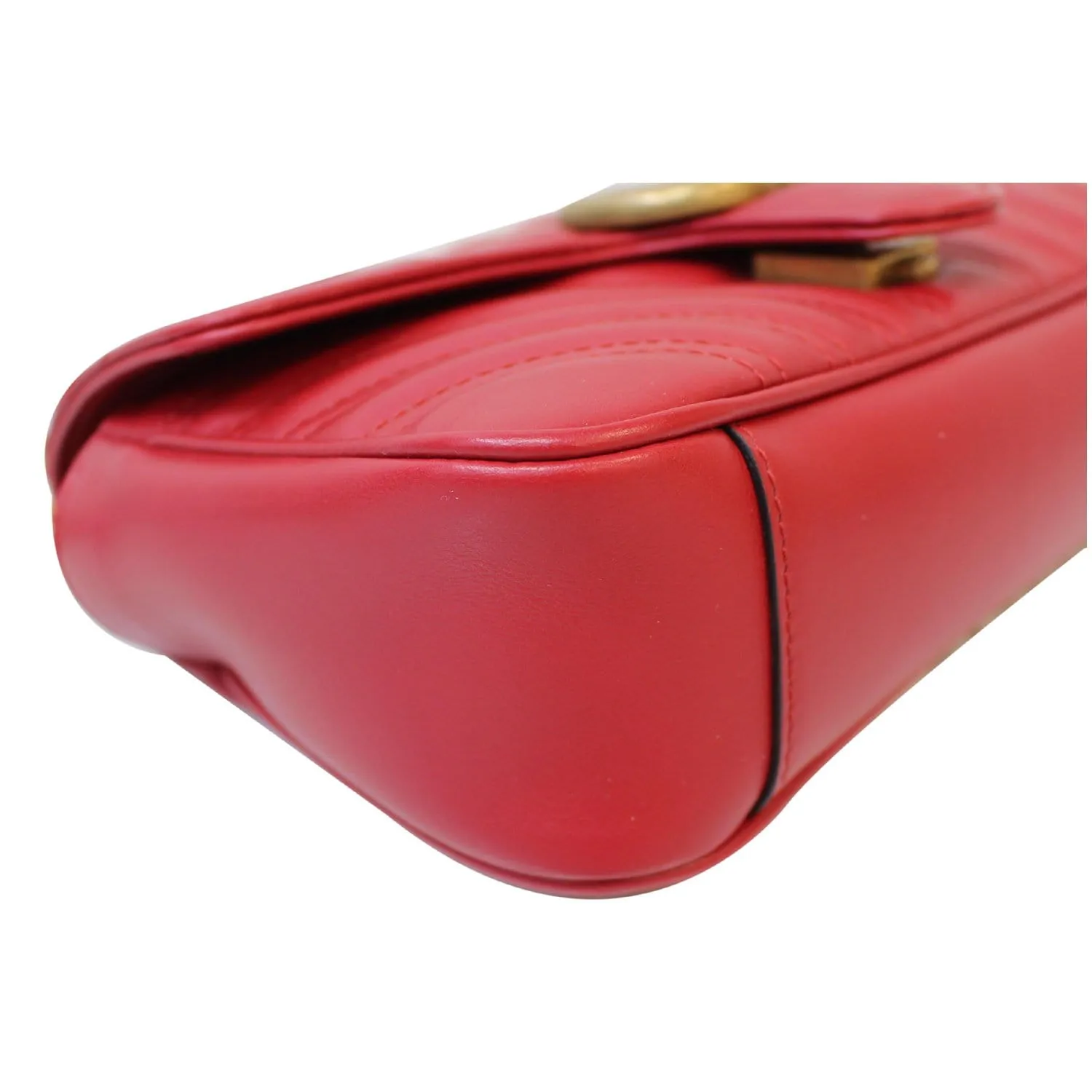 GUCCI GG Marmont Mini Leather Shoulder Crossbody Bag Red 446744