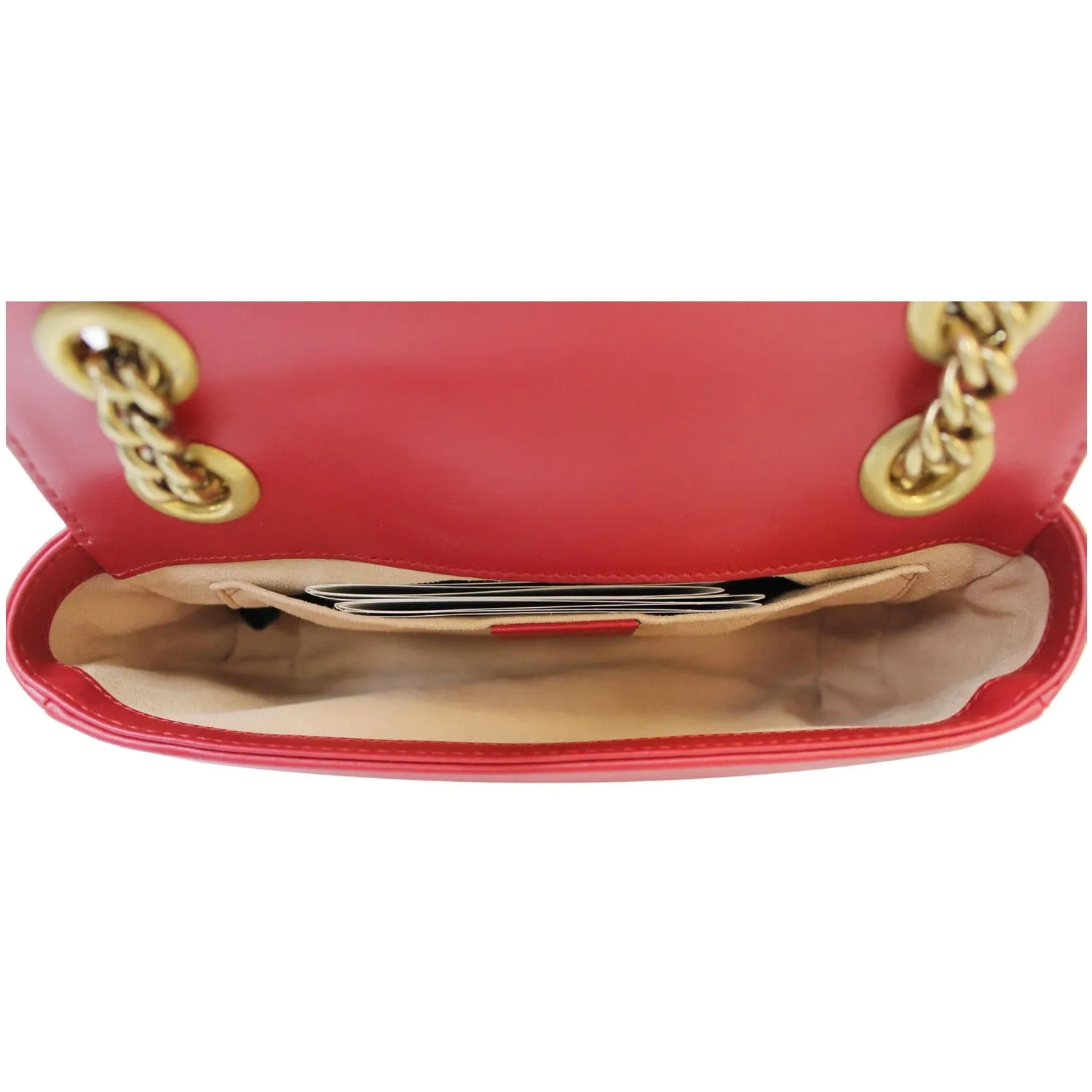 GUCCI GG Marmont Mini Leather Shoulder Crossbody Bag Red 446744