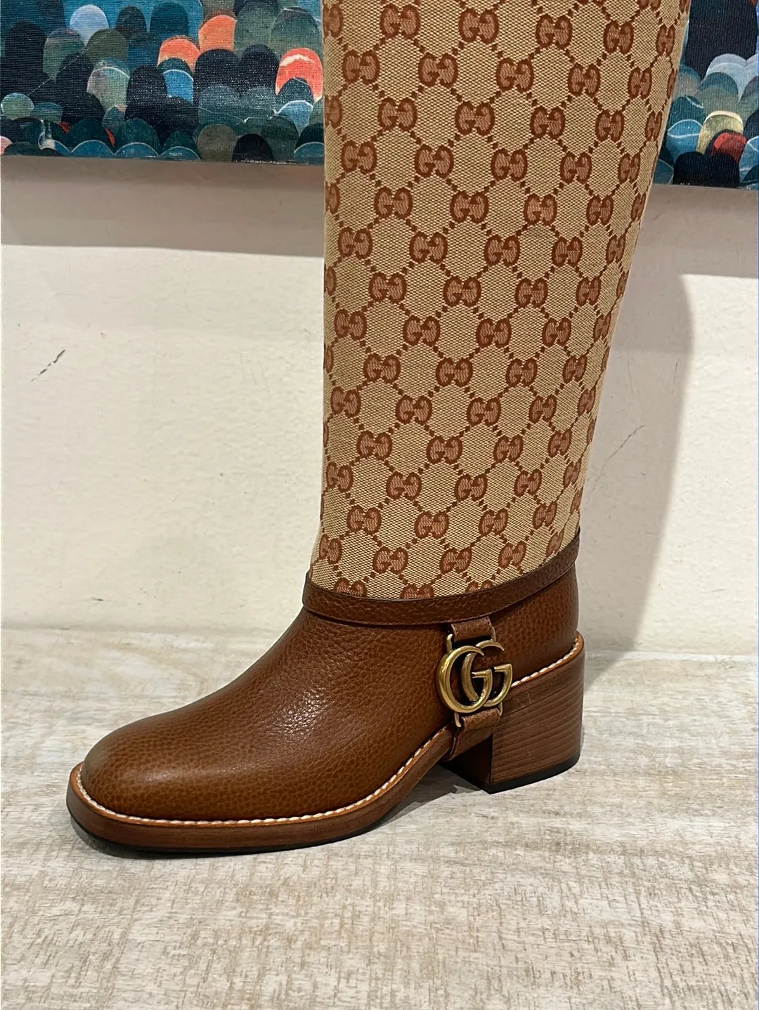 Gucci Shoes, GG Monogram Calfskin Lola Tall Boots (size 37)