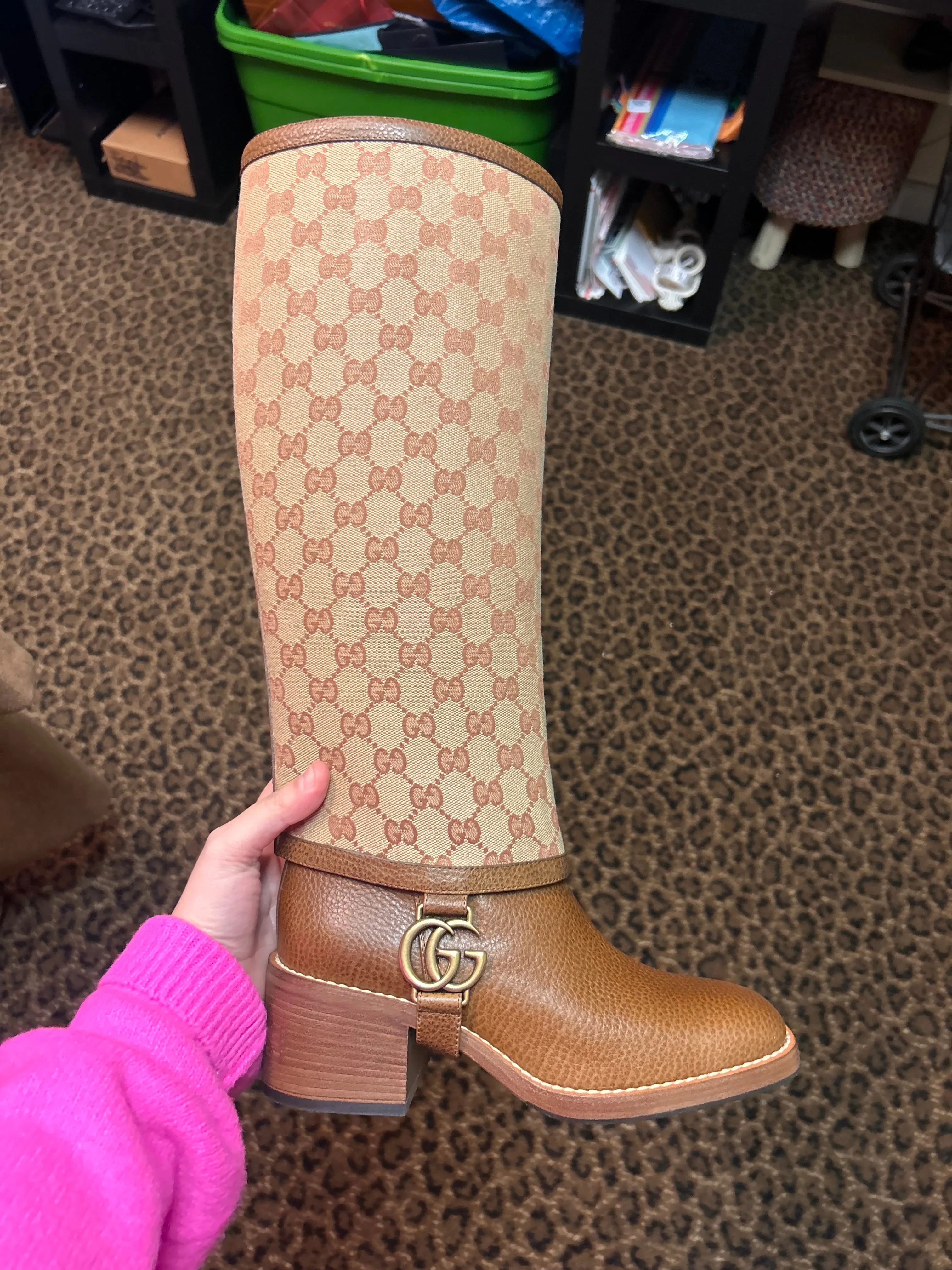 Gucci Shoes, GG Monogram Calfskin Lola Tall Boots (size 37)