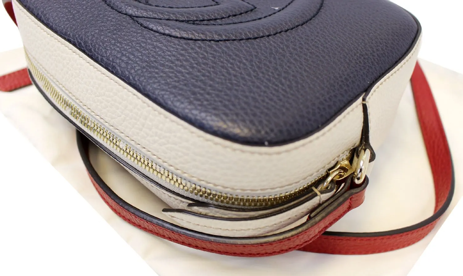 GUCCI Soho GG Navy Leather Crossbody Shoulder Bag