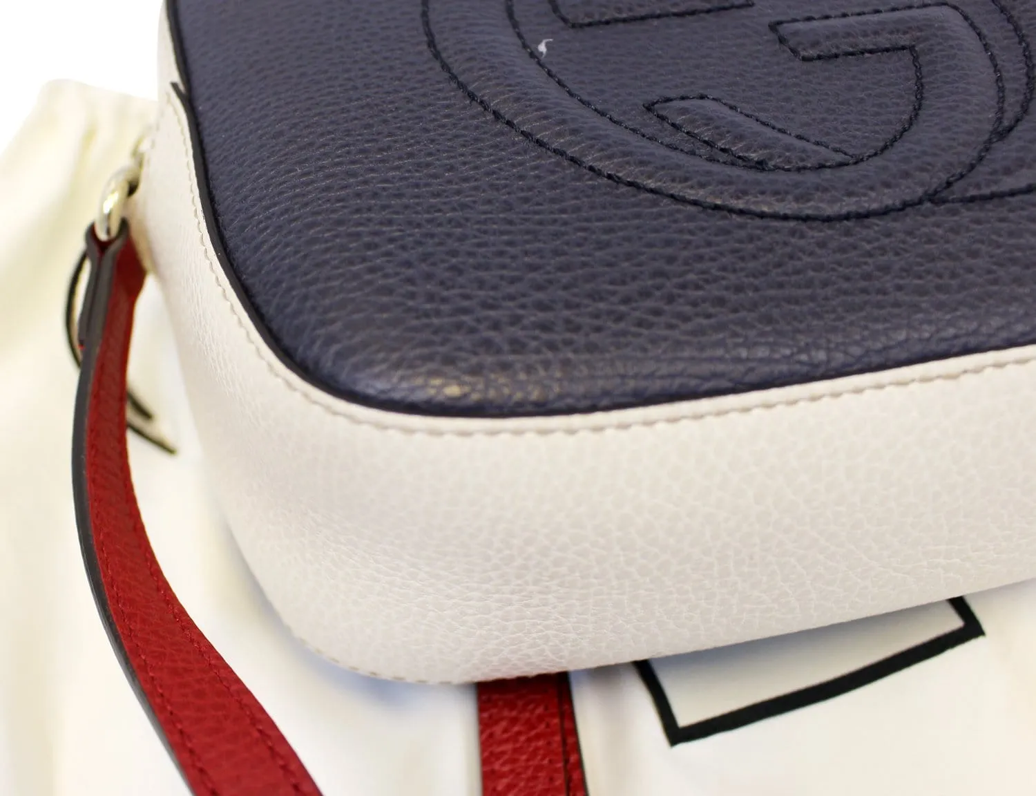 GUCCI Soho GG Navy Leather Crossbody Shoulder Bag