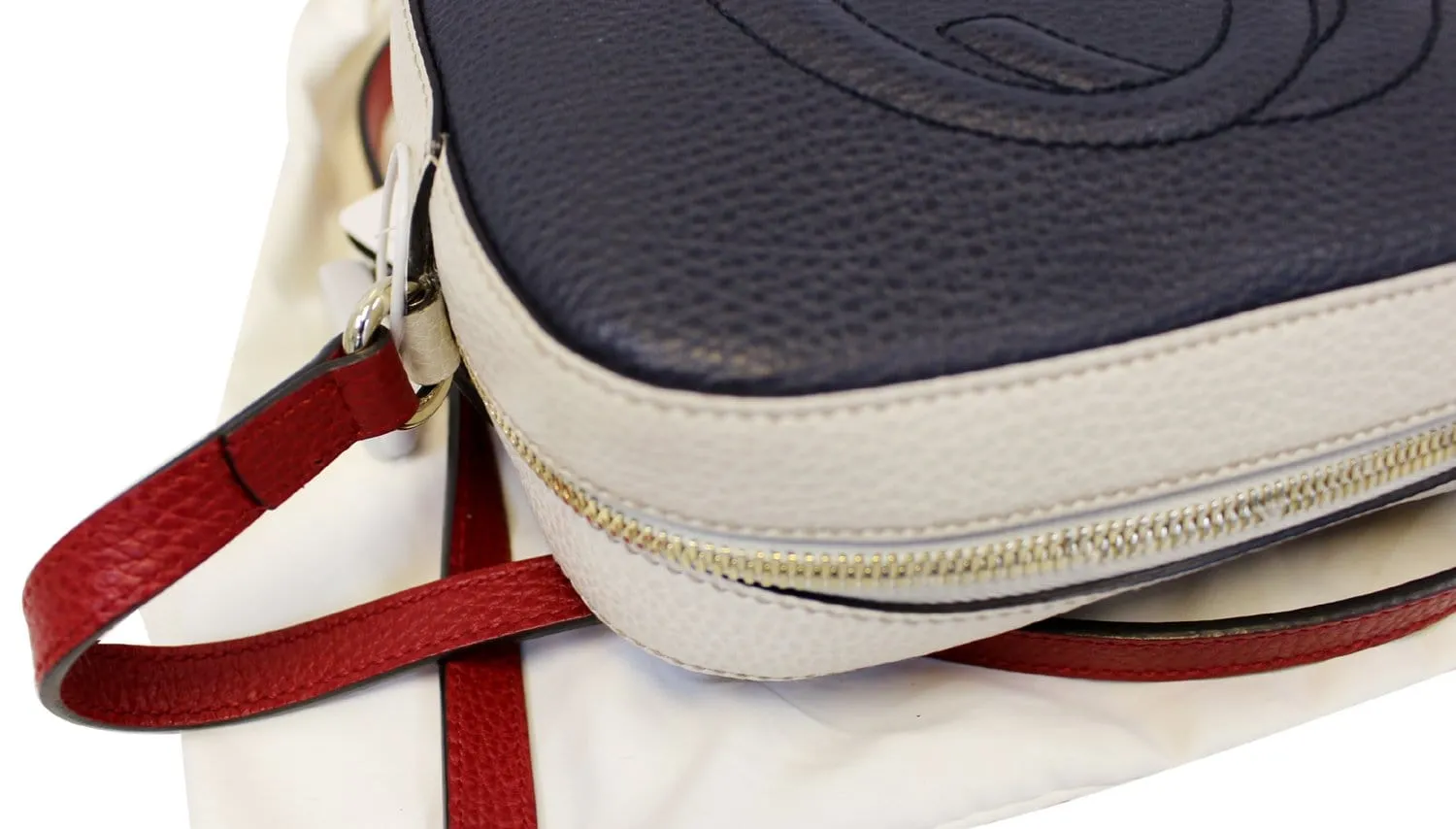 GUCCI Soho GG Navy Leather Crossbody Shoulder Bag