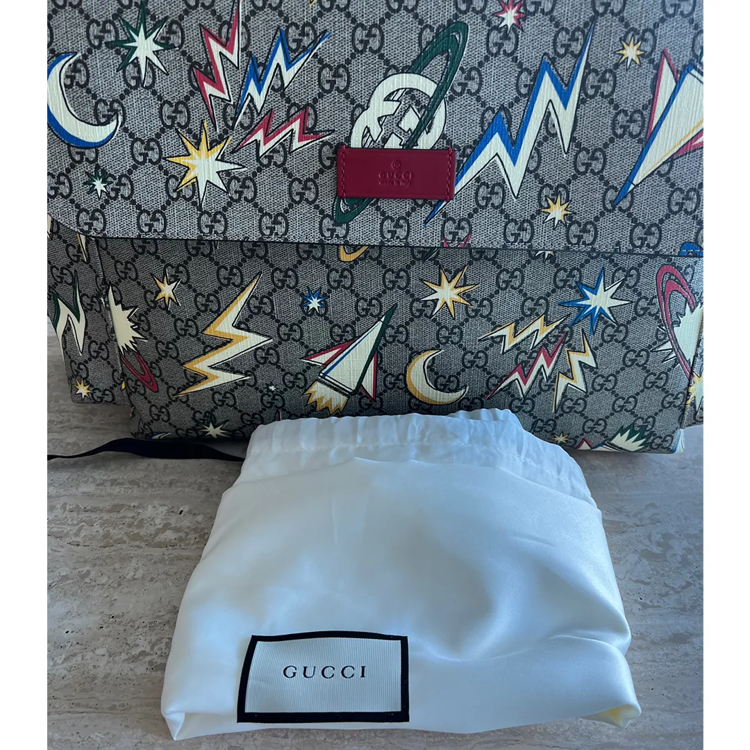 Gucci Supreme Gg Canvas Baby Diaper Changing Bag Italy Grey Handbag Tote NEW