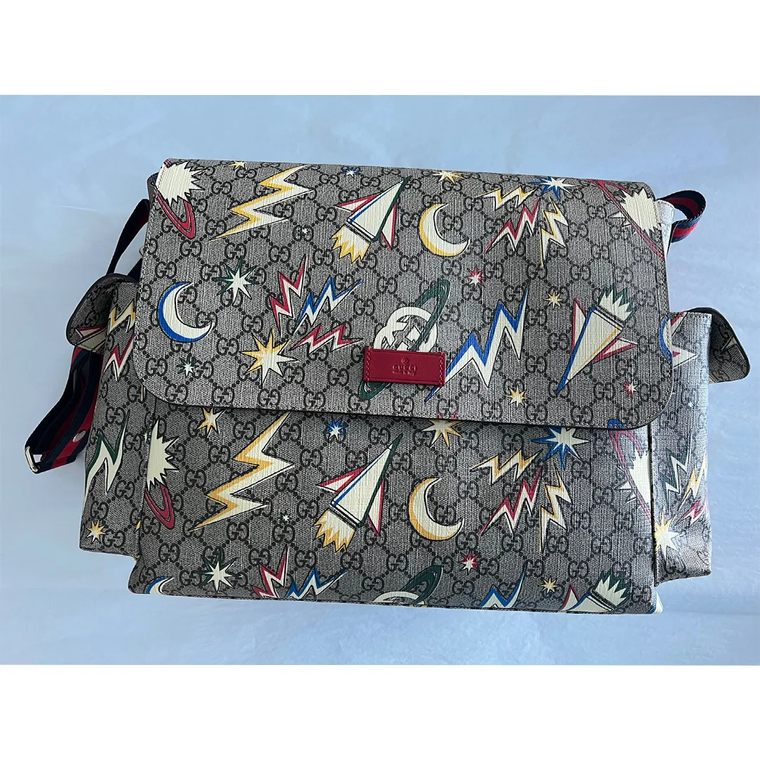 Gucci Supreme Gg Canvas Baby Diaper Changing Bag Italy Grey Handbag Tote NEW