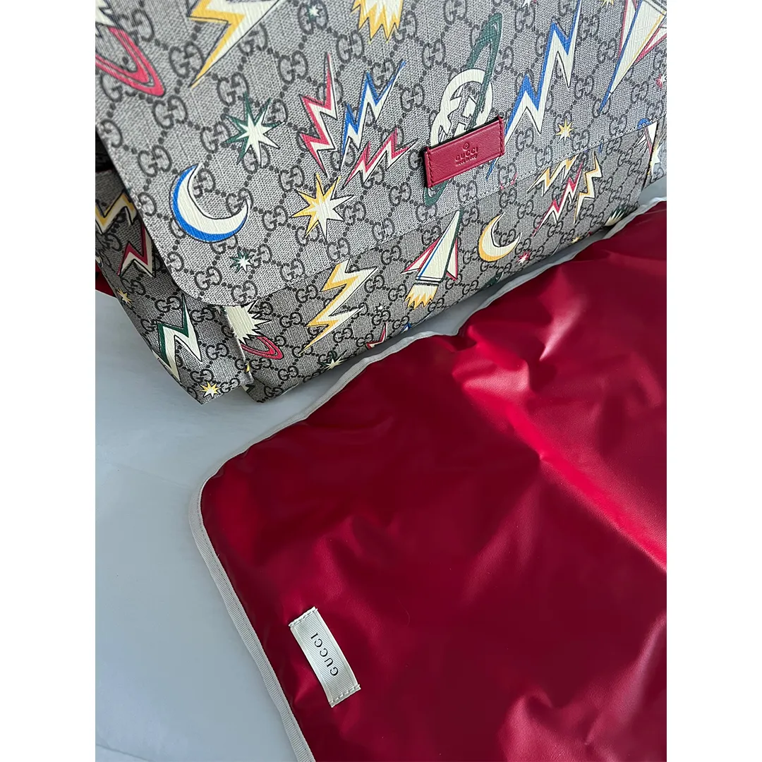 Gucci Supreme Gg Canvas Baby Diaper Changing Bag Italy Grey Handbag Tote NEW