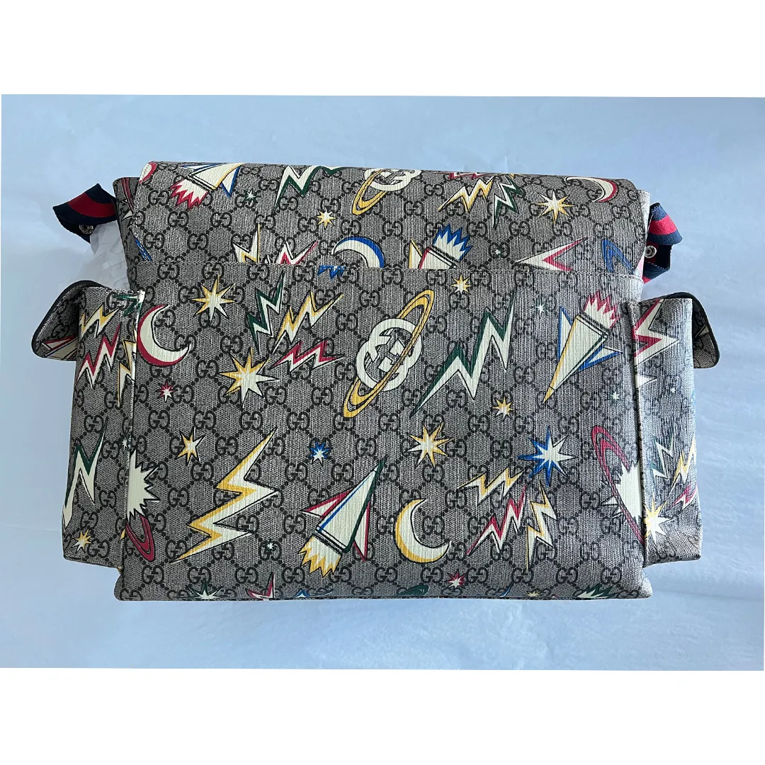 Gucci Supreme Gg Canvas Baby Diaper Changing Bag Italy Grey Handbag Tote NEW