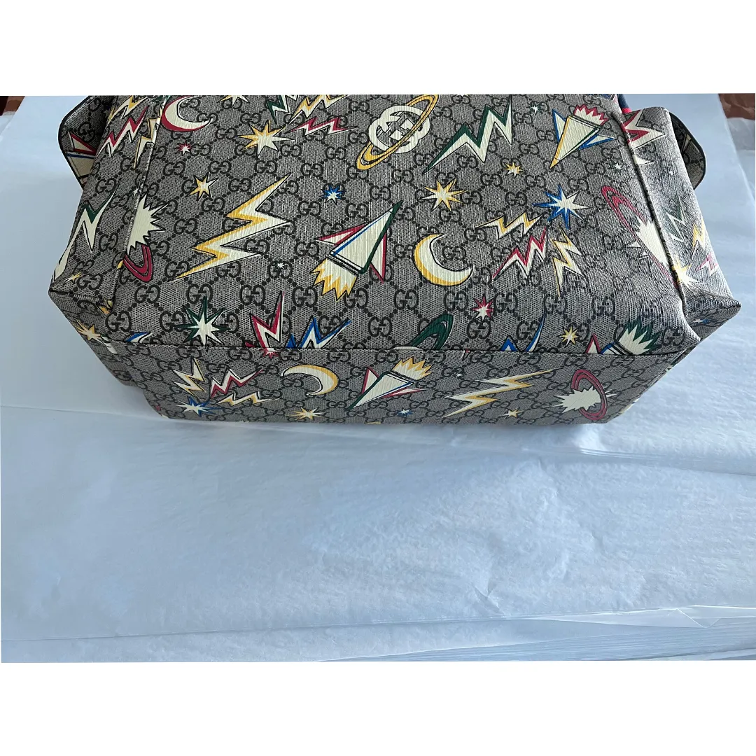 Gucci Supreme Gg Canvas Baby Diaper Changing Bag Italy Grey Handbag Tote NEW