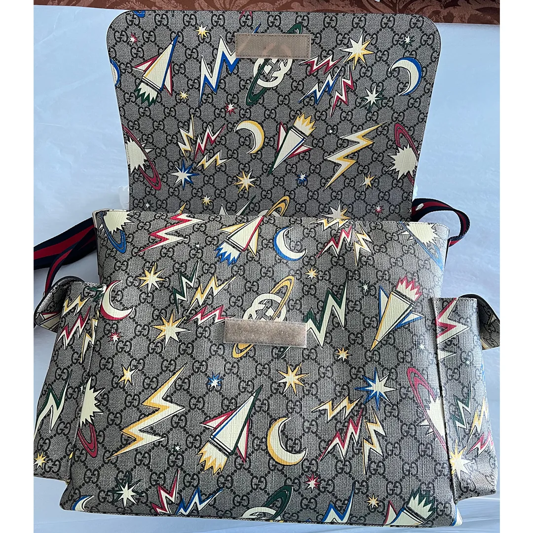 Gucci Supreme Gg Canvas Baby Diaper Changing Bag Italy Grey Handbag Tote NEW