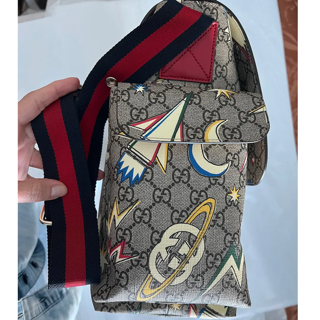 Gucci Supreme Gg Canvas Baby Diaper Changing Bag Italy Grey Handbag Tote NEW