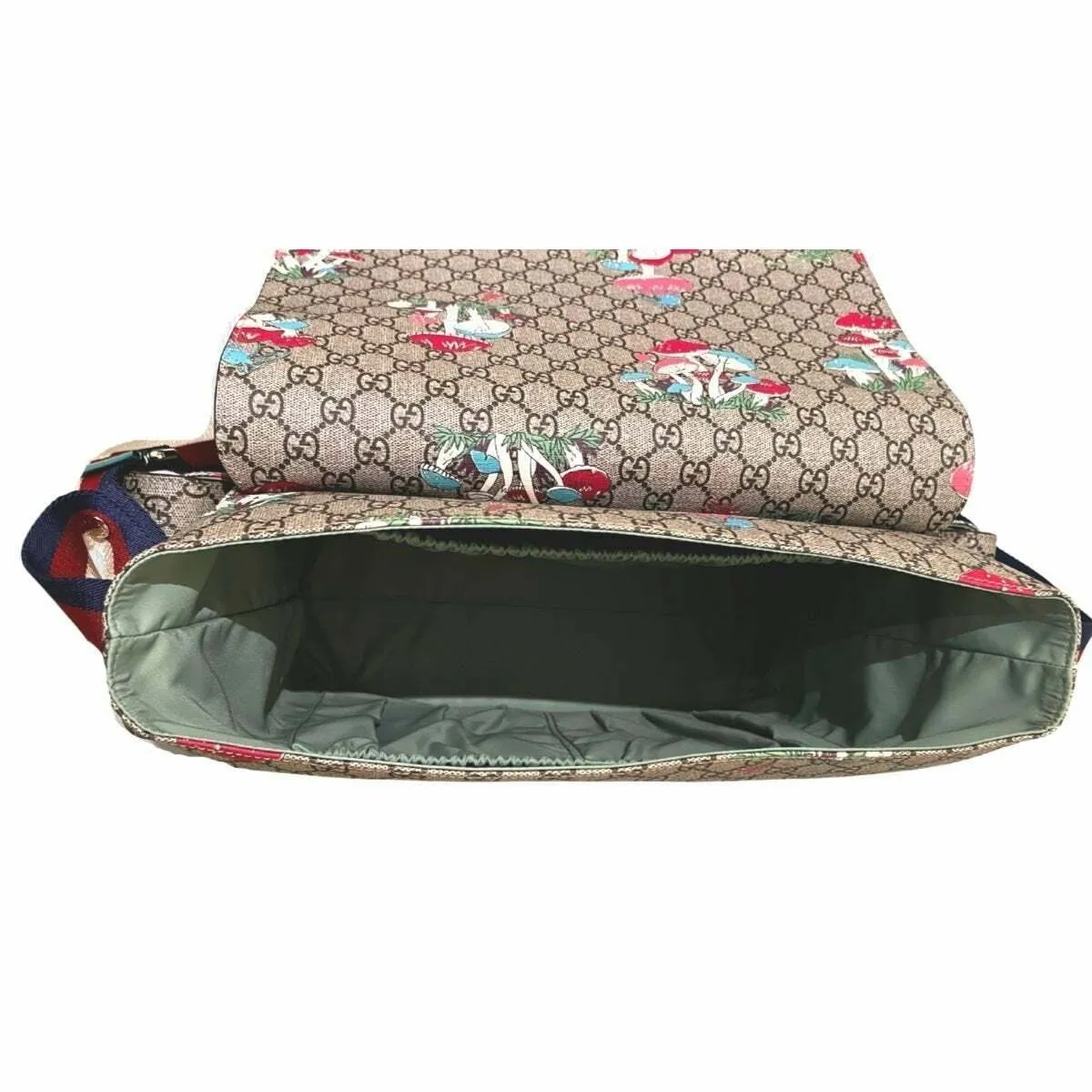 Gucci Supreme Mushroom Canvas Baby Diaper Changing Bag Italy Handbag New