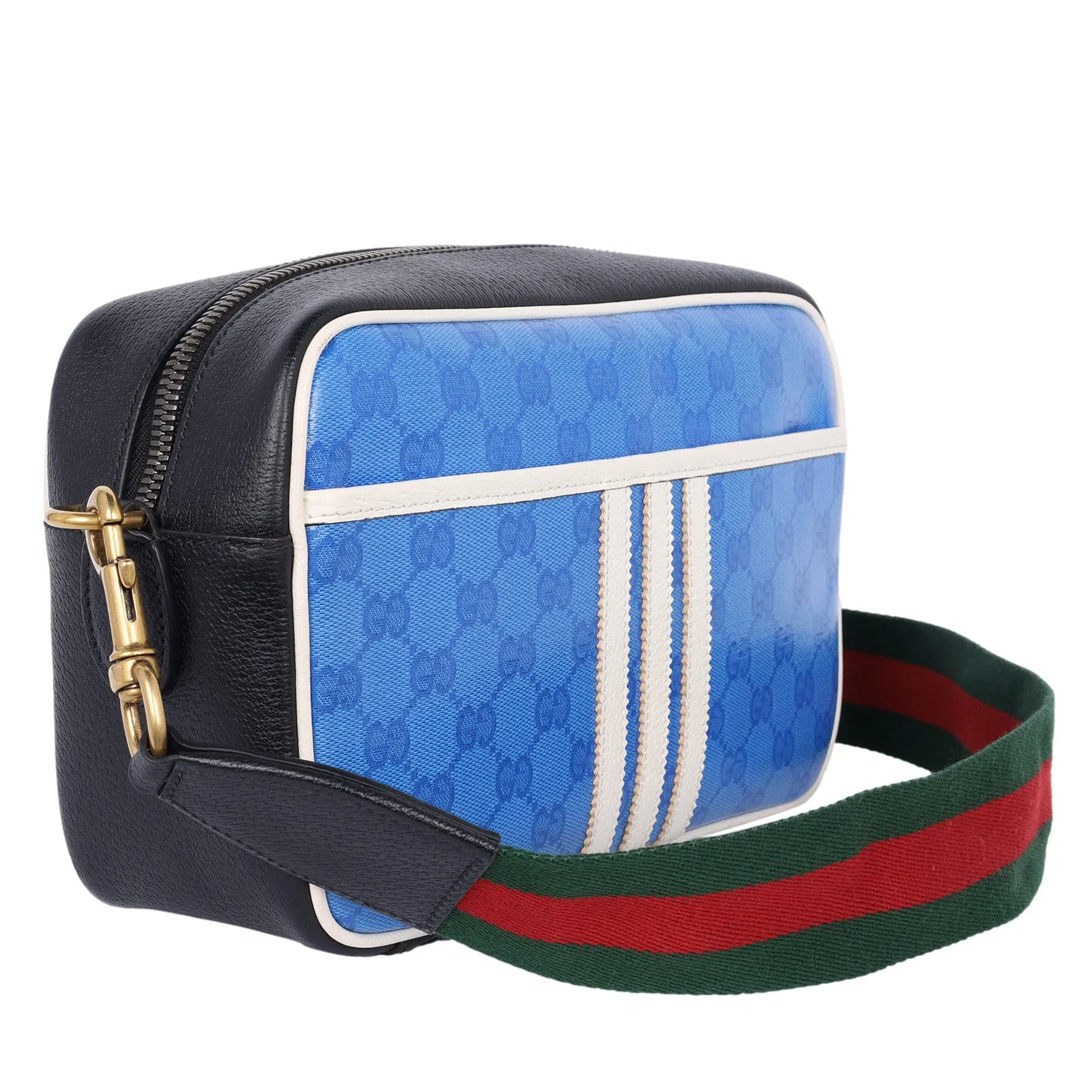 Gucci x Adidas Crystal Vintage Monogram Small Messenger Bag Blue