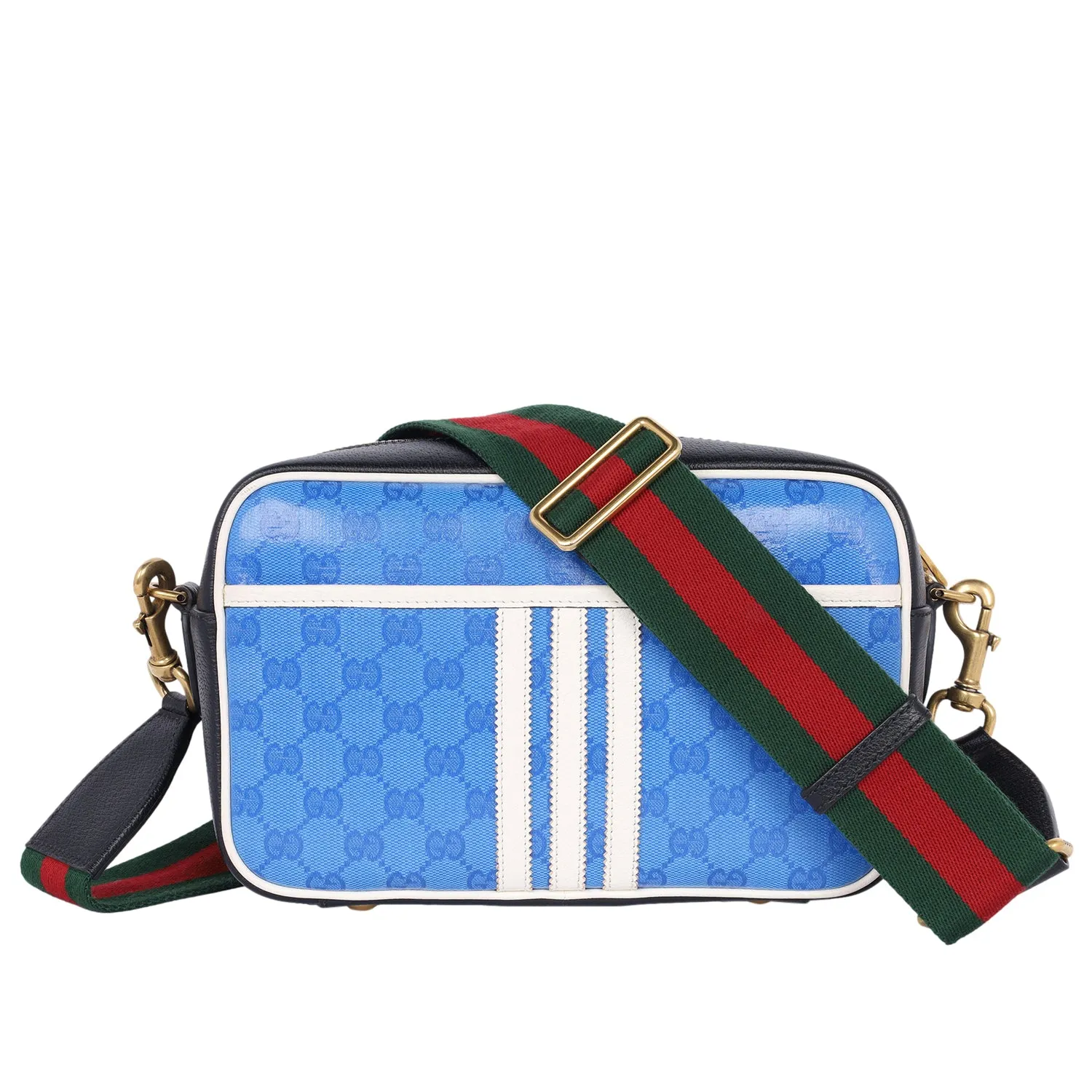 Gucci x Adidas Crystal Vintage Monogram Small Messenger Bag Blue