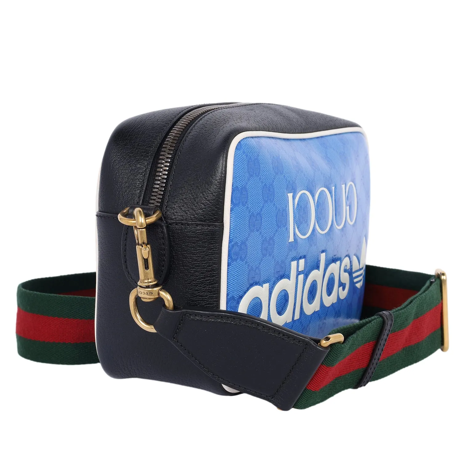 Gucci x Adidas Crystal Vintage Monogram Small Messenger Bag Blue