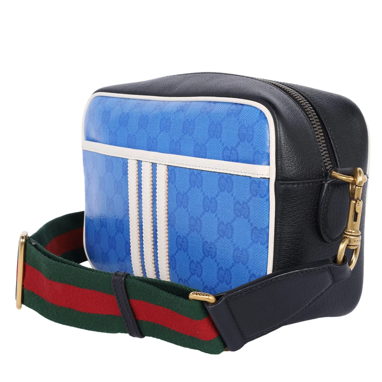 Gucci x Adidas Crystal Vintage Monogram Small Messenger Bag Blue