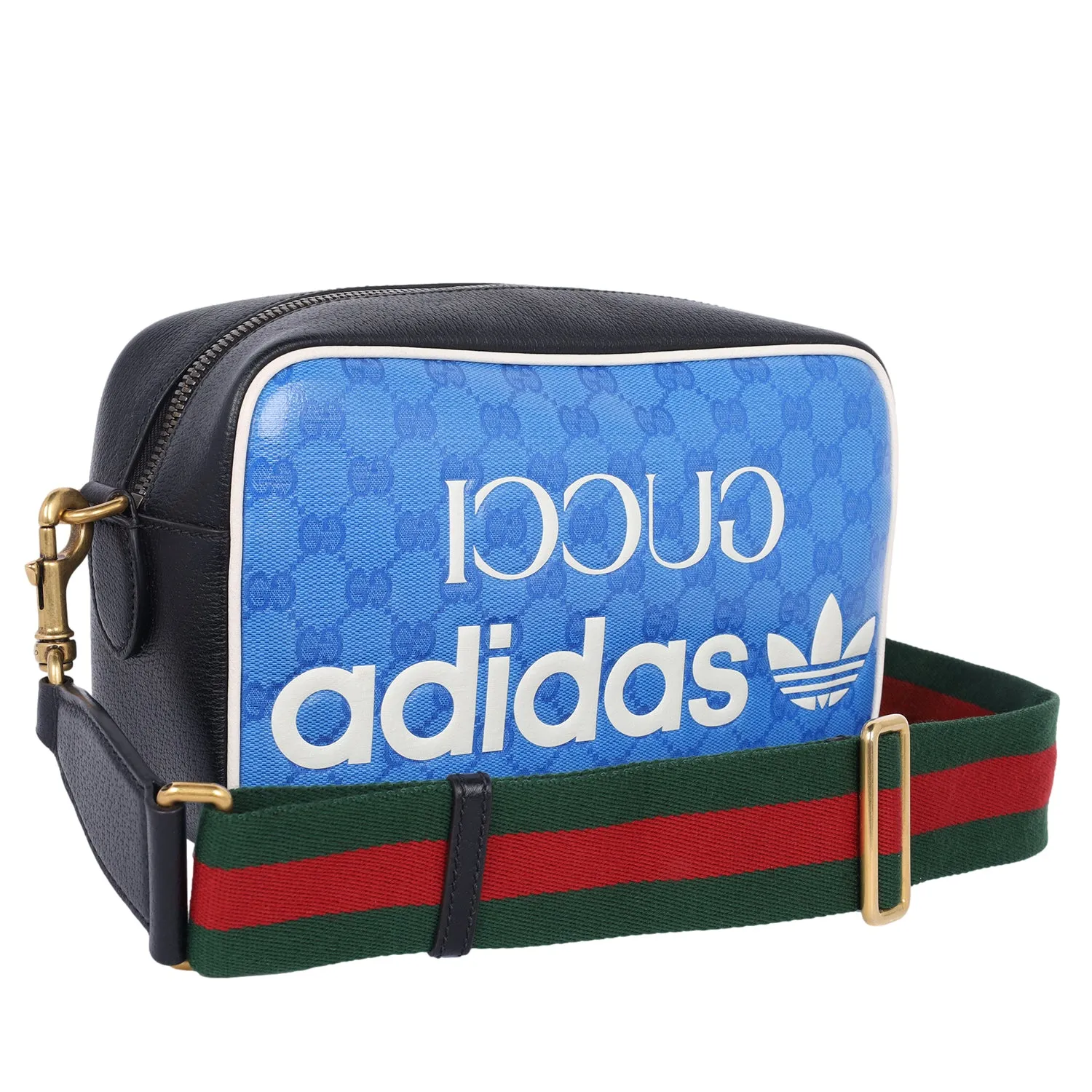 Gucci x Adidas Crystal Vintage Monogram Small Messenger Bag Blue