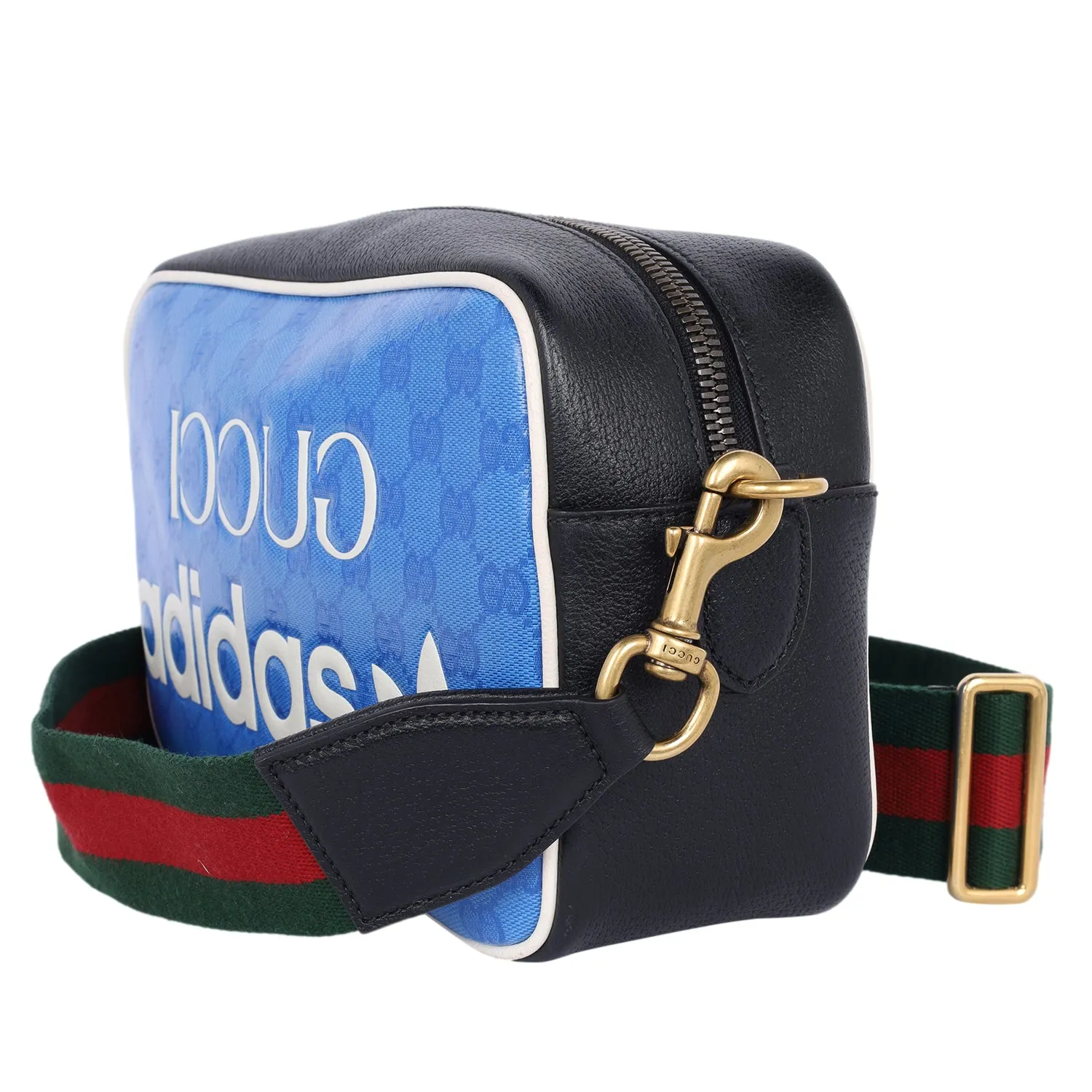 Gucci x Adidas Crystal Vintage Monogram Small Messenger Bag Blue